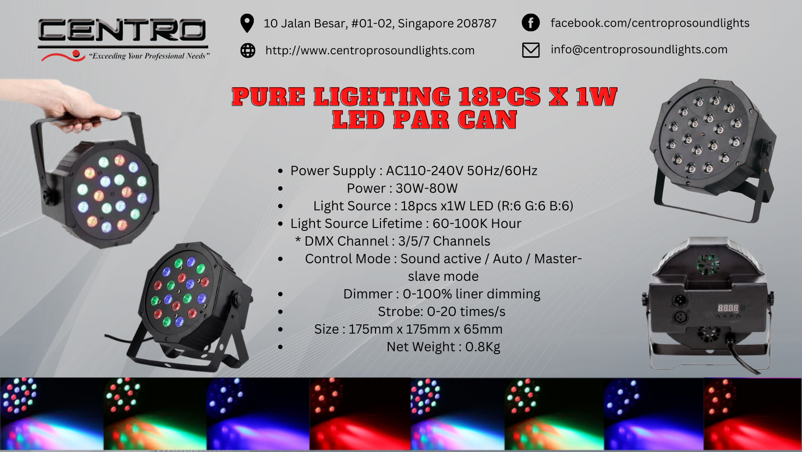 Pure Lighting 18pcs x 1W LED Par Can