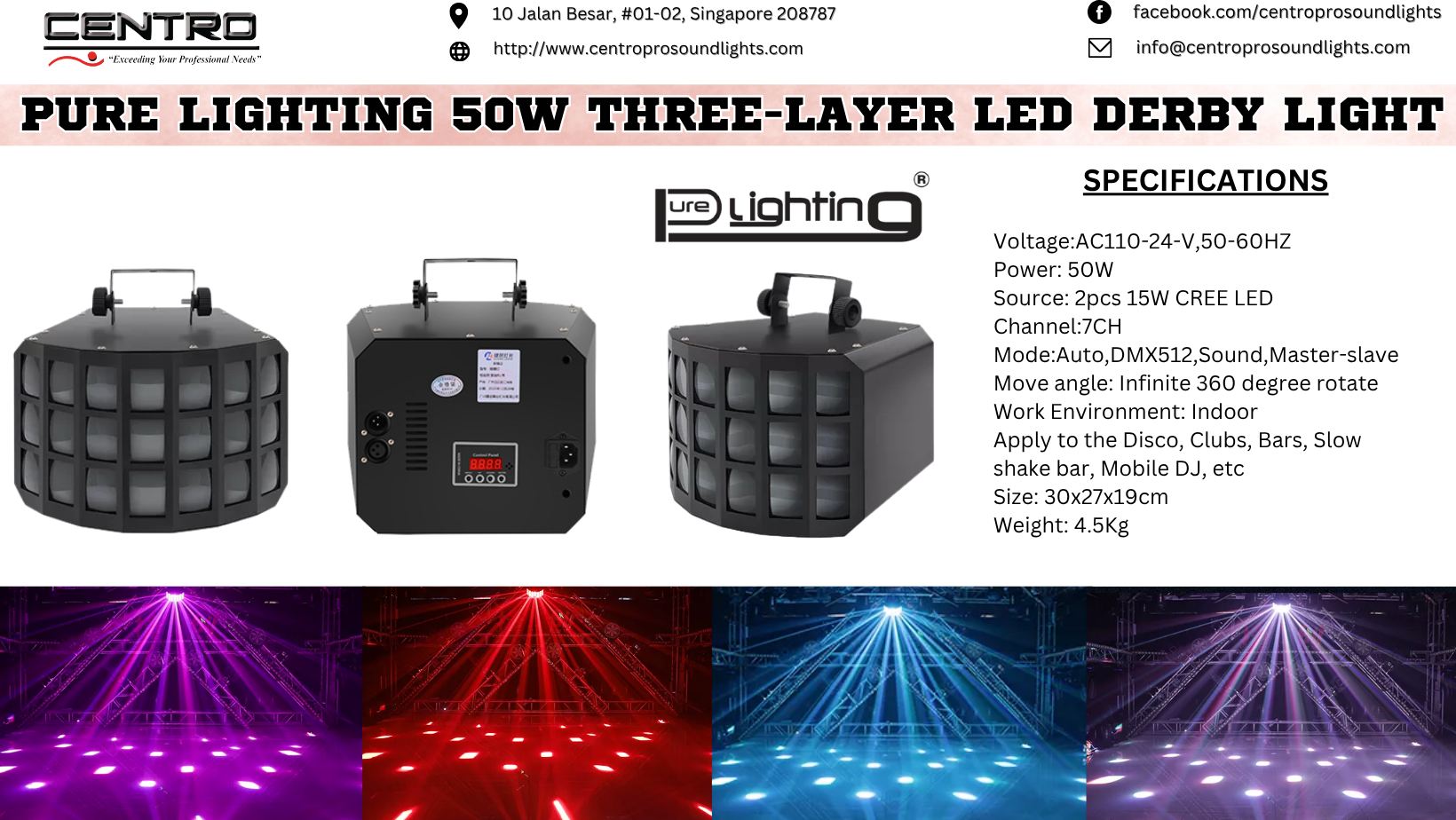 Pure Lighting 50W Three-Layer LED Derby Light
