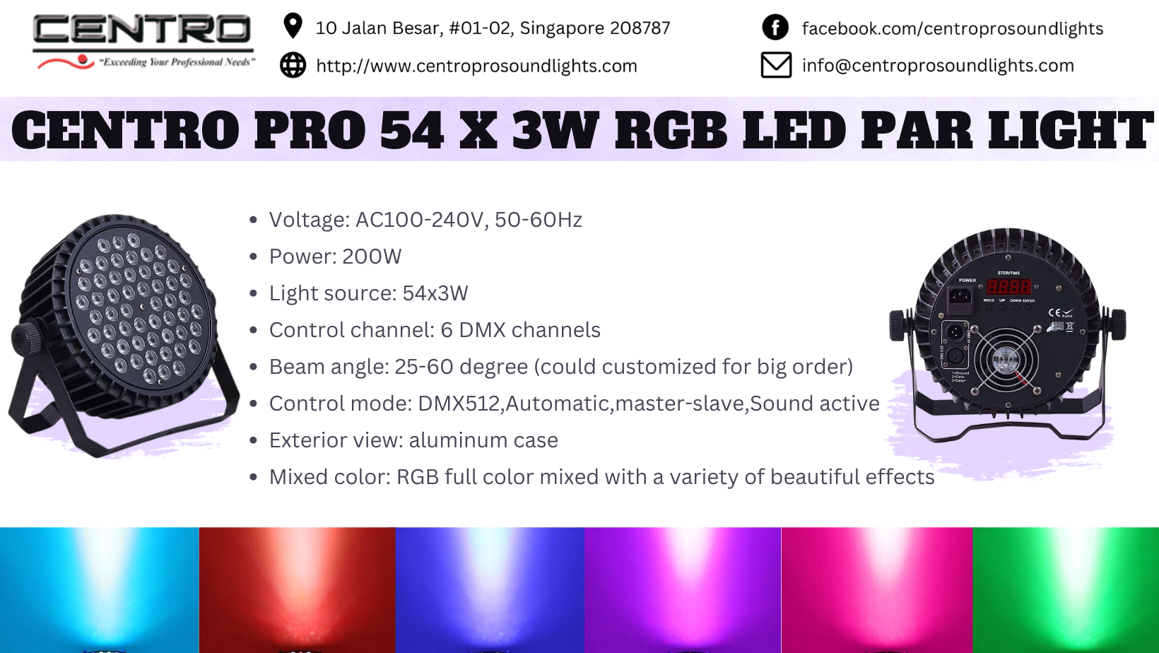 Centro Pro 54 x 3W RGB LED Par Light