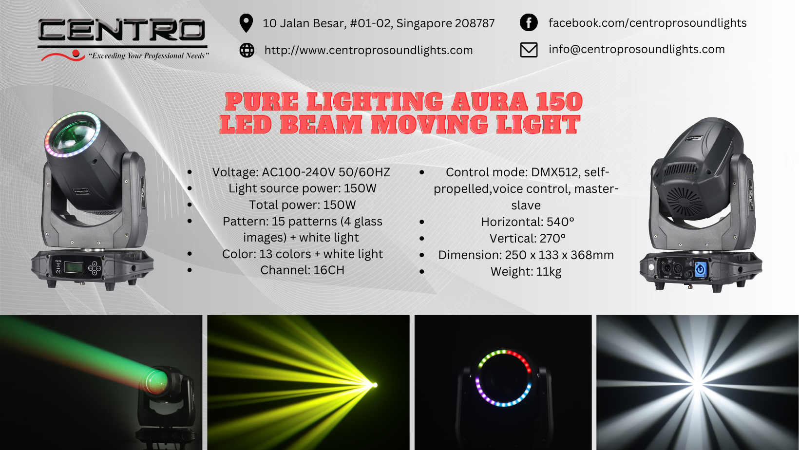 Pure Lighting Aura 150 LED Beam Moving Light