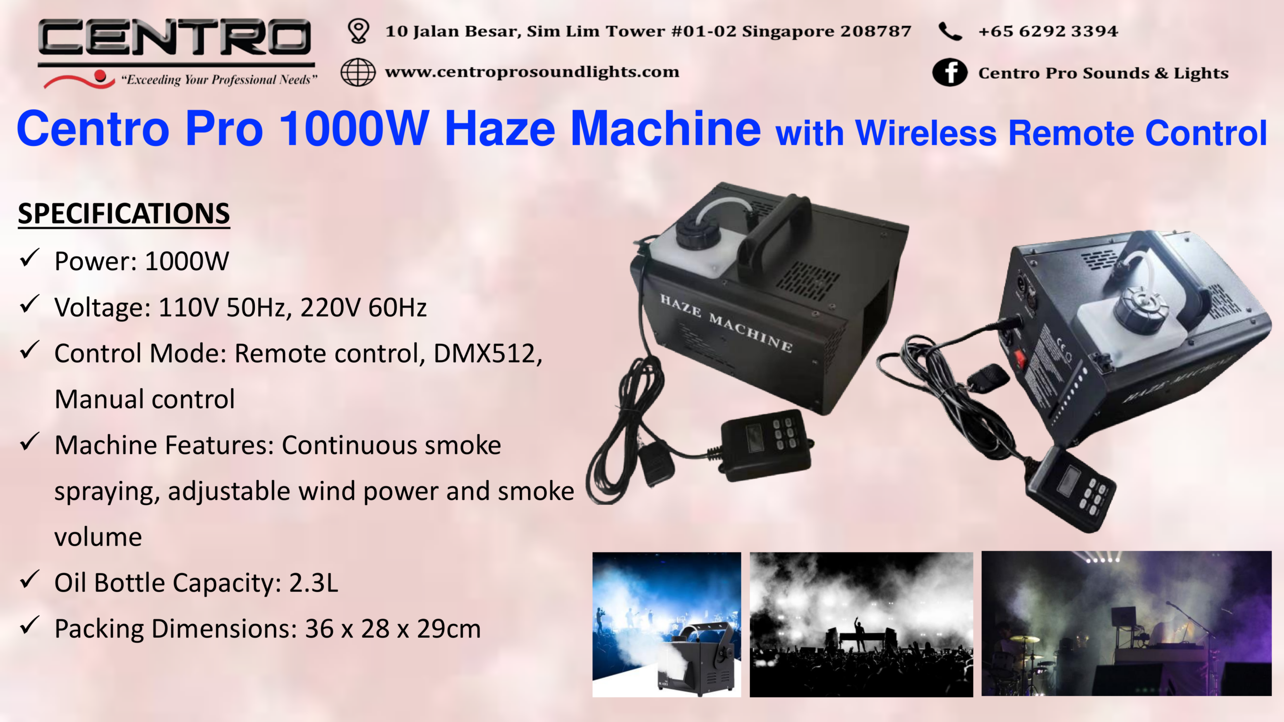 Centro Pro 1000W Haze Machine