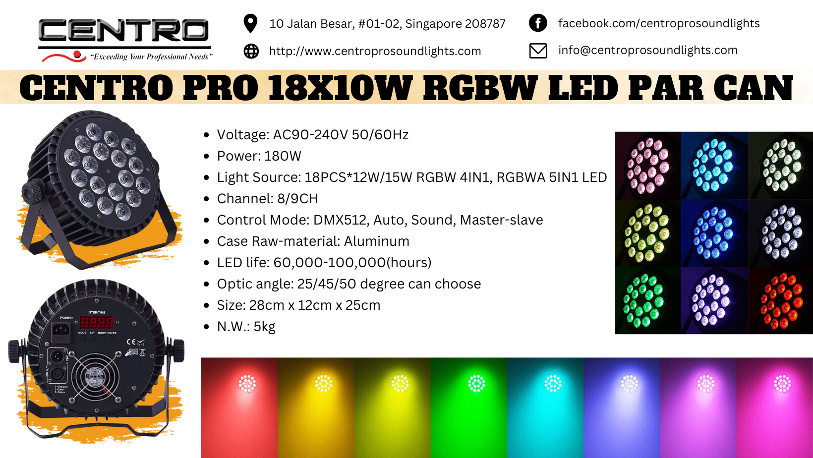 Centro Pro 18 x 10W RGBW LED Par Can