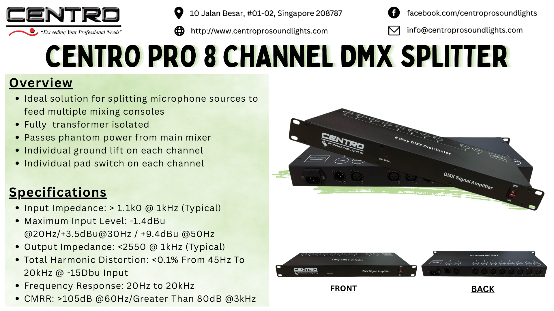 Centro Pro 8 Channel DMX Splitter