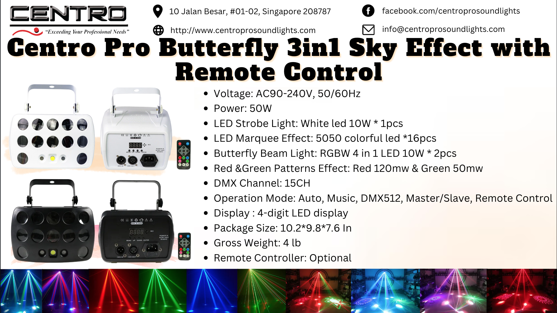 Centro Pro Butterfly 3in1 Sky Effect with Remote Control