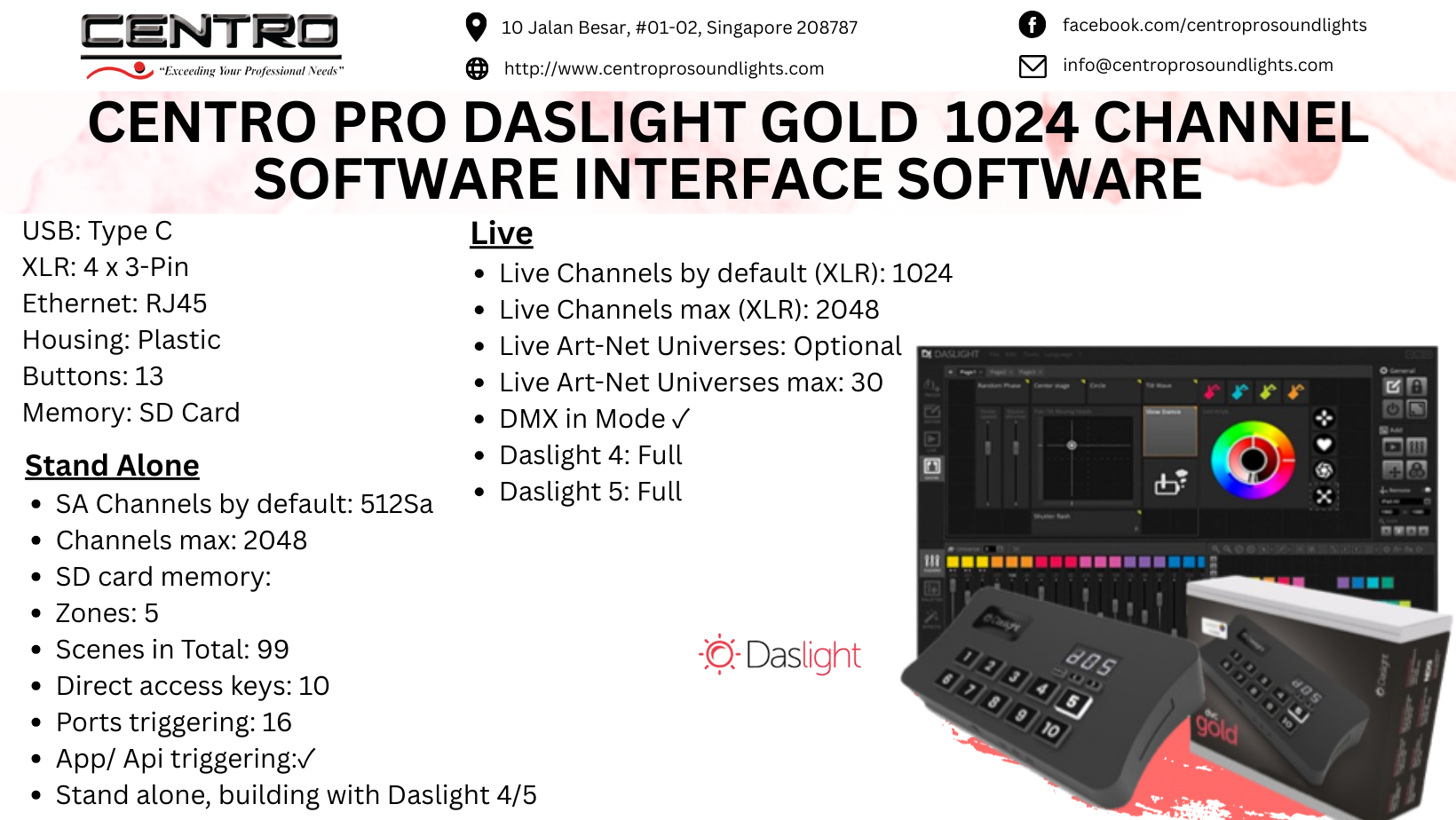 Centro Pro Daslight Gold  1024 channel Software Interface Software