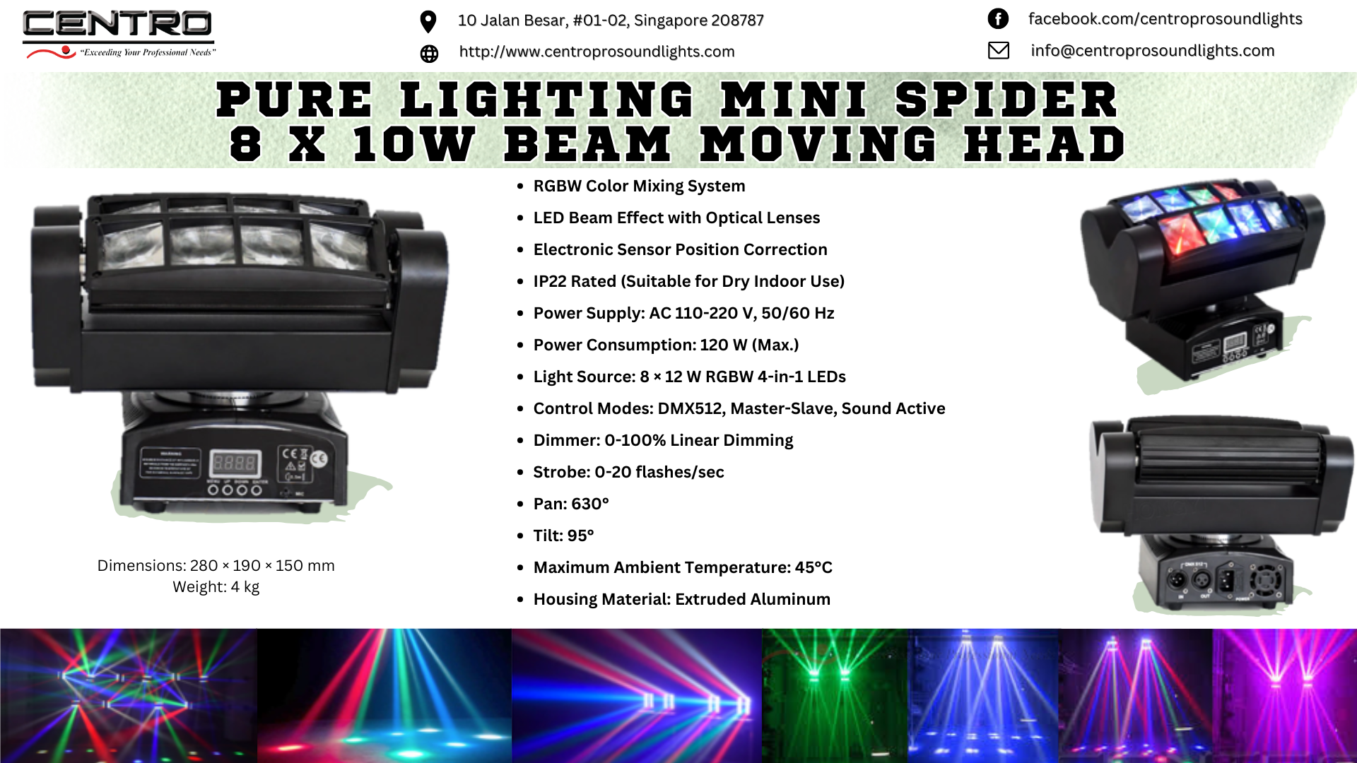 Pure Lighting Mini Spider  8 x 10W Beam Moving Head