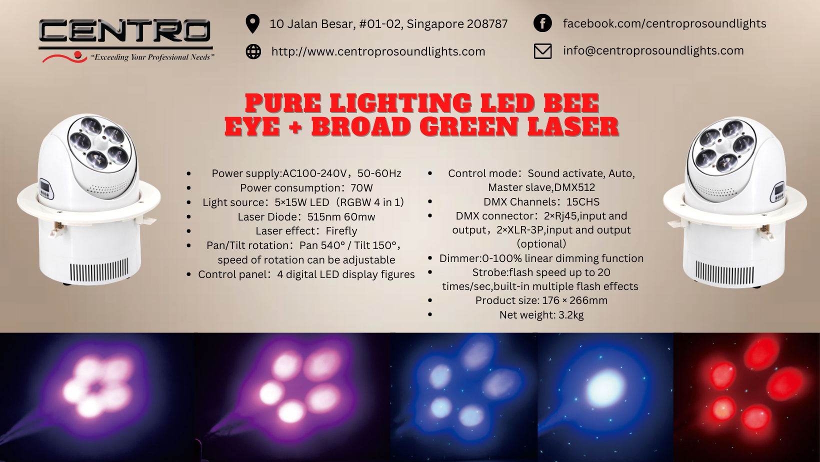 Pure Lighting Led Bee Eye + Broad Green Laser