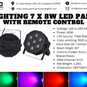 Pure Lighting 7 x 8W LED Par Light with Remote Control