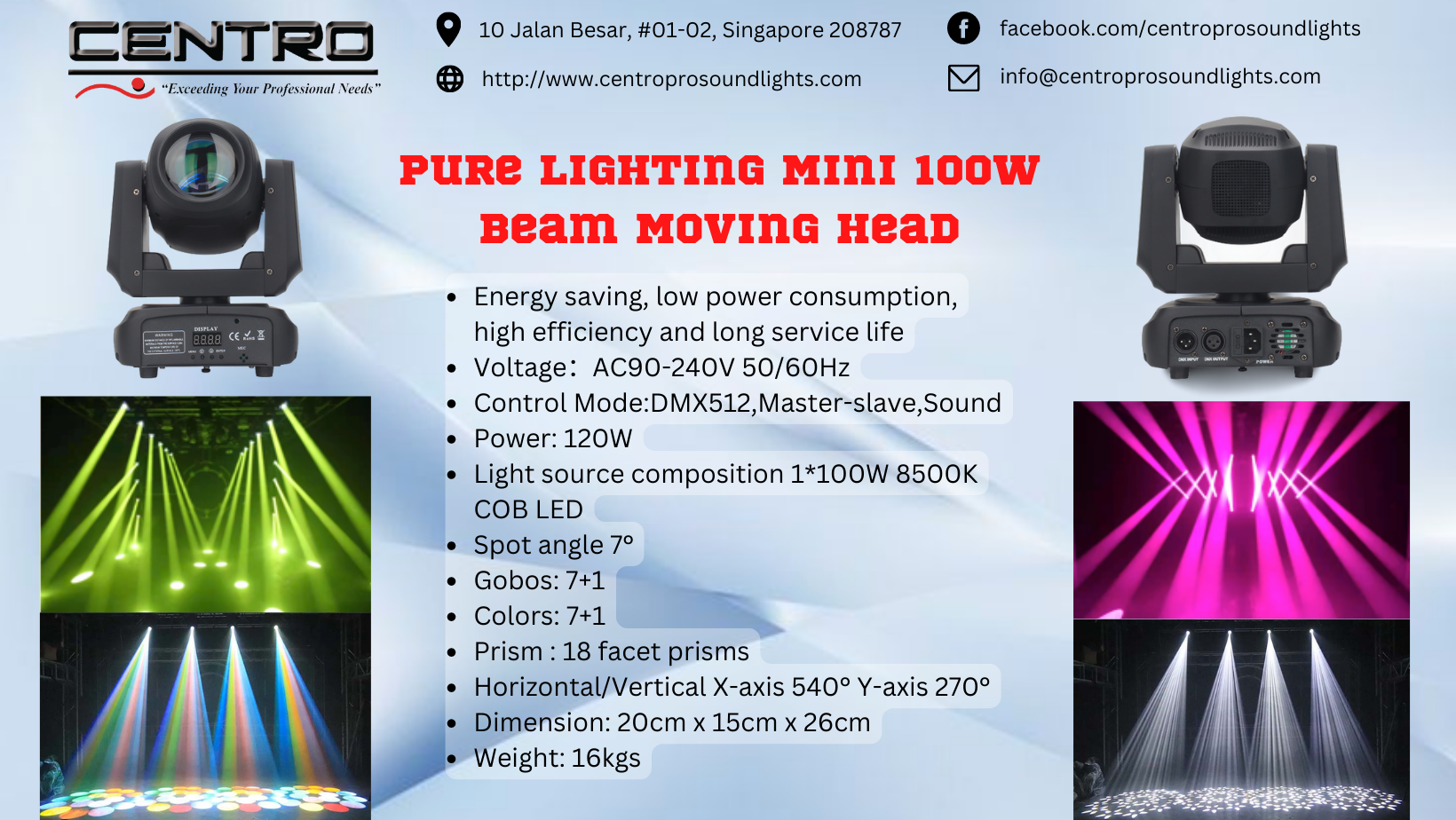 Pure Lighting Mini 100W Beam Moving Head
