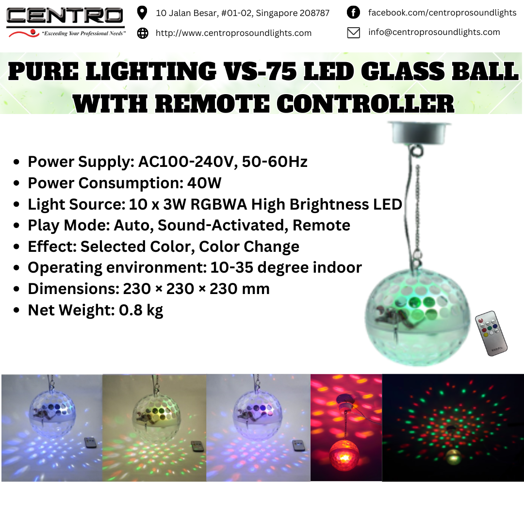 Pure Lighting VS-75 LED Glass Ball  With Remote Controller
