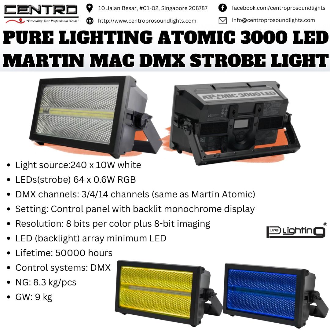 Pure Lighting Atomic 3000 LED Martin Mac DMX Strobe Light