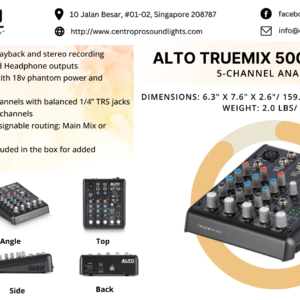 ALTO TRUEMIX 500 - 5 Channel Analog Mixer with USB