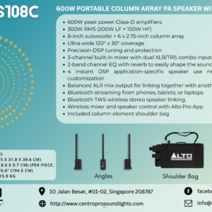 ALTO TS108C - 600W Portable Column Array Pa Speaker With DSP And Bluetooth