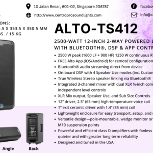 ALTO TS412 - 2500-Watt 12-Inch 2-Way Powered Loudspeaker With Bluetooth®, DSP & App Control