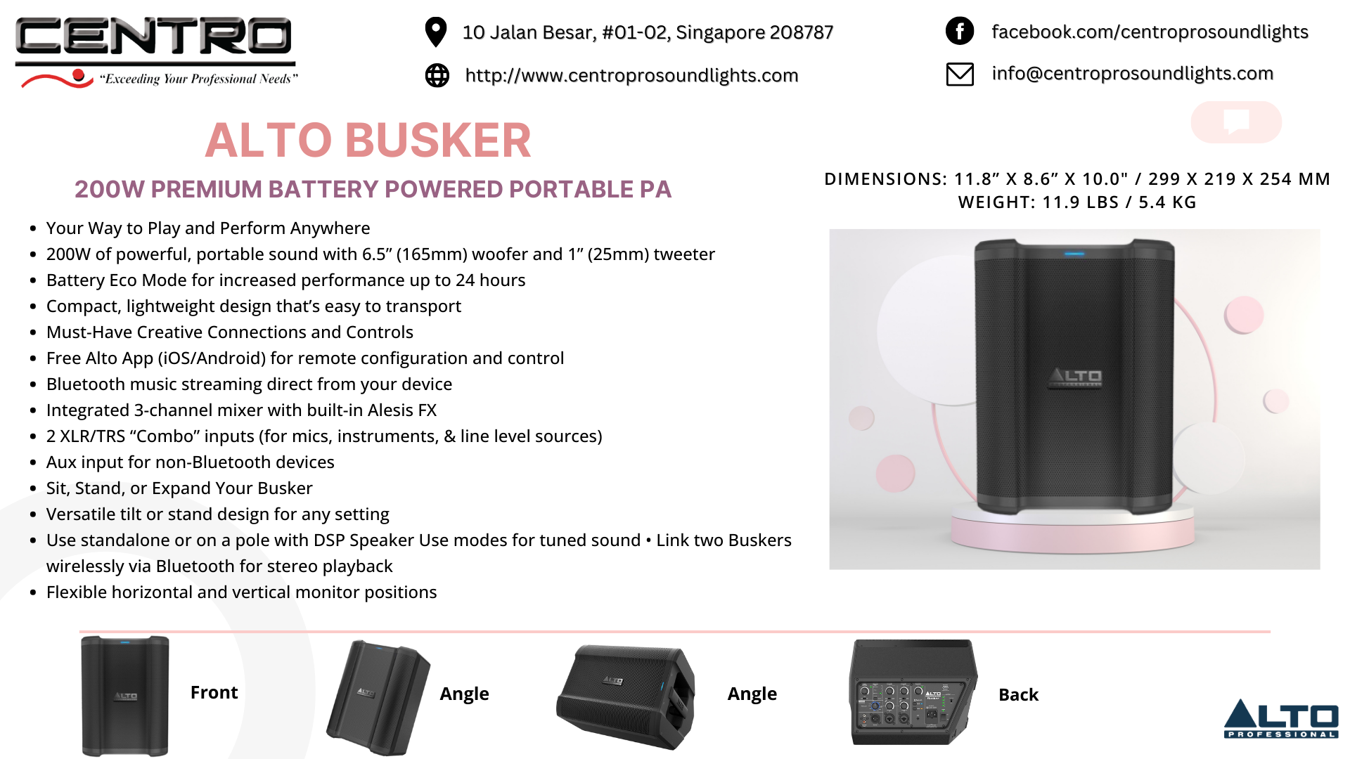 ALTO BUSKER – 200W Premium Battery Powered Portable PA
