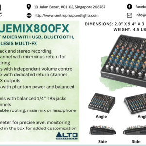 ALTO TRUEMIX 800 - 8 Channel Compact Mixer with USB, Bluetooth, and Alesis Multi-FX