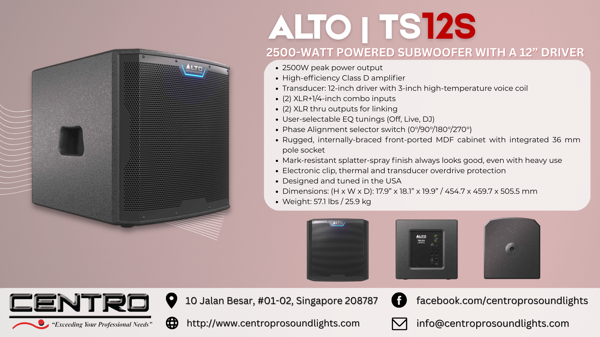 ALTO TS12S – 2500 Watt Powered Subwoofer With A 12” Driver