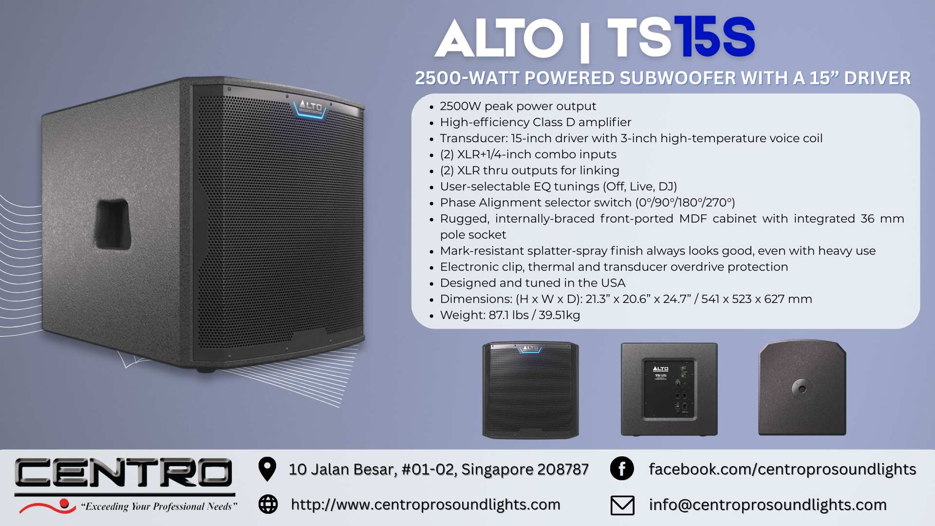 ALTO TS15S – 2500 Watt Powered Subwoofer With A 15” Driver