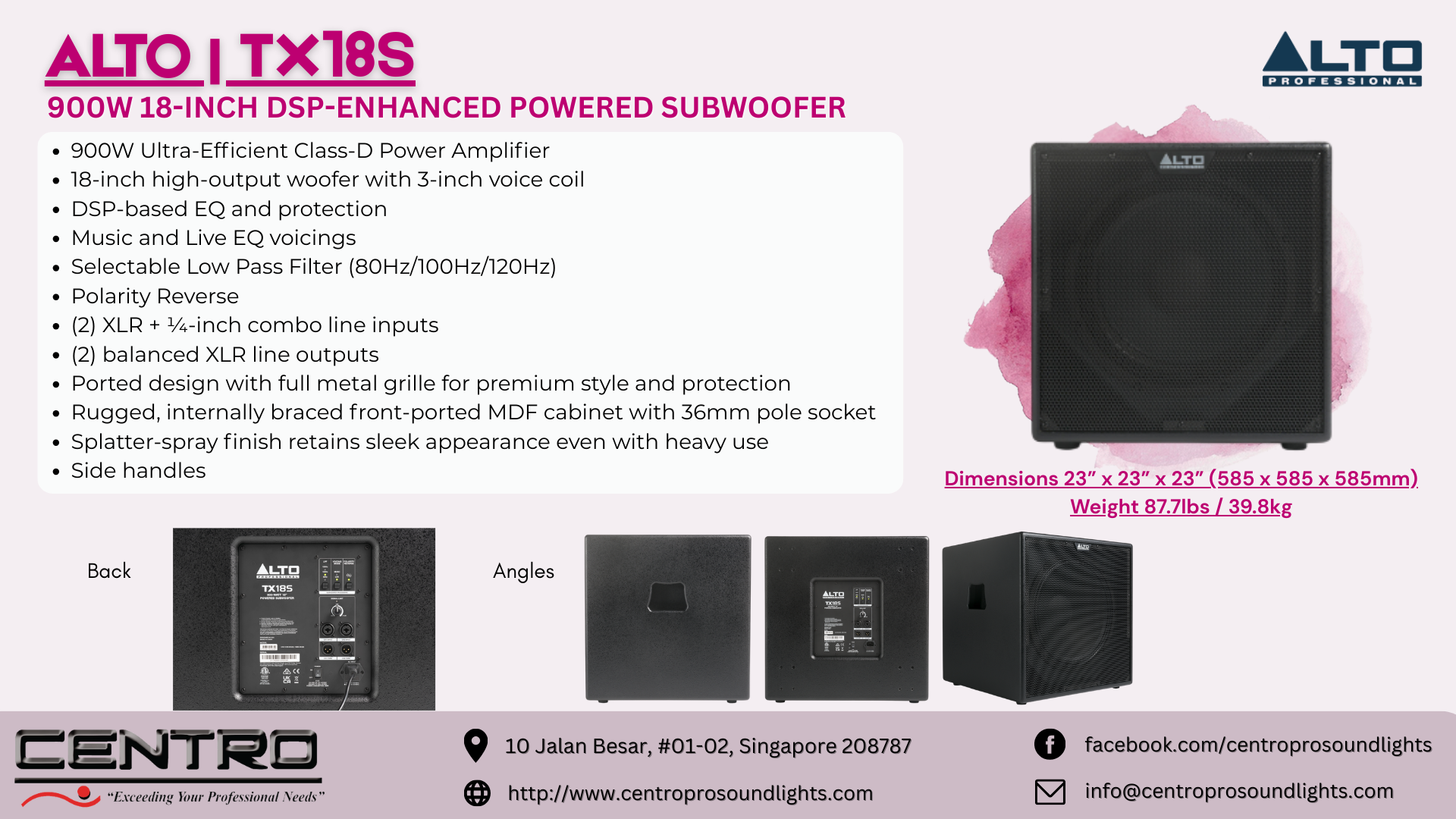 ALTO TS18S – 900W 18 inch DSP Enhanced Powered Subwoofer
