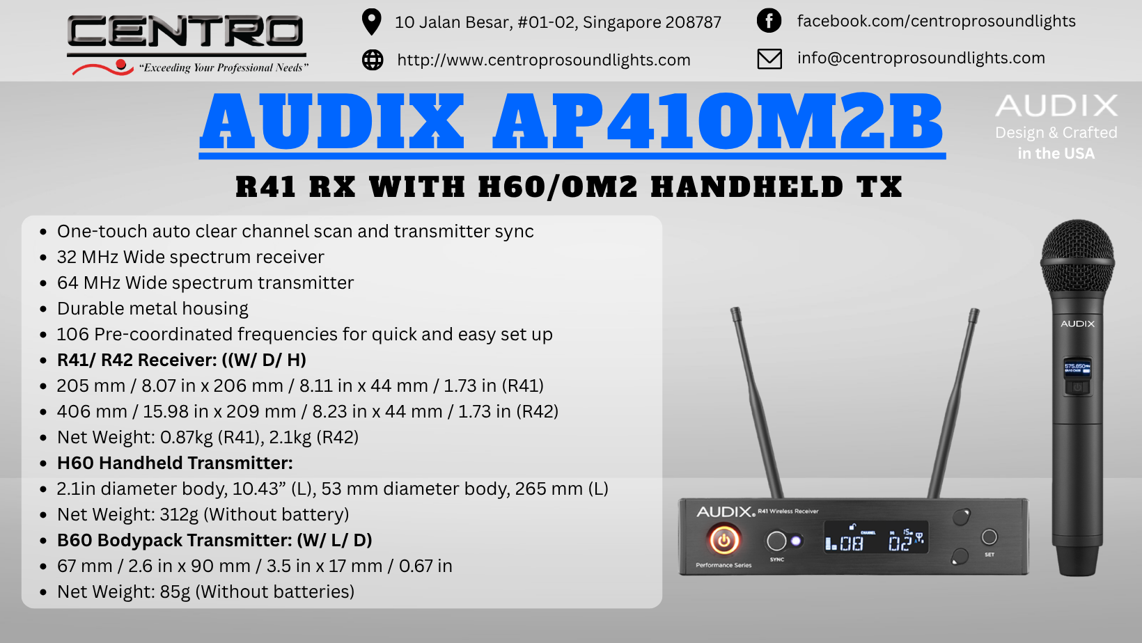 AUDIX AP41OM2B – R41 RX with H60 / OM2 Handheld TX
