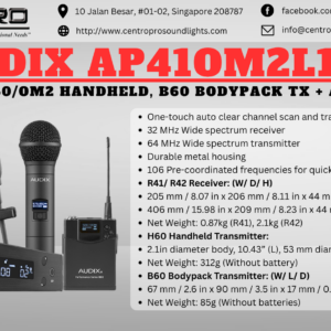 AUDIX AP41OM2L10A - R41 RX, H60/OM2 Handhelxd, B60 Bodypack TX + ADX10 Lav