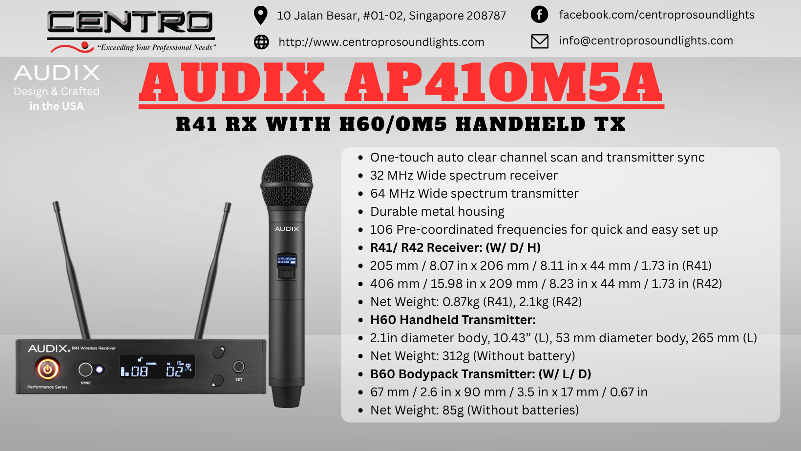 AUDIX AP41OM5A – R41 RX with H60/OM5 Handheld TX