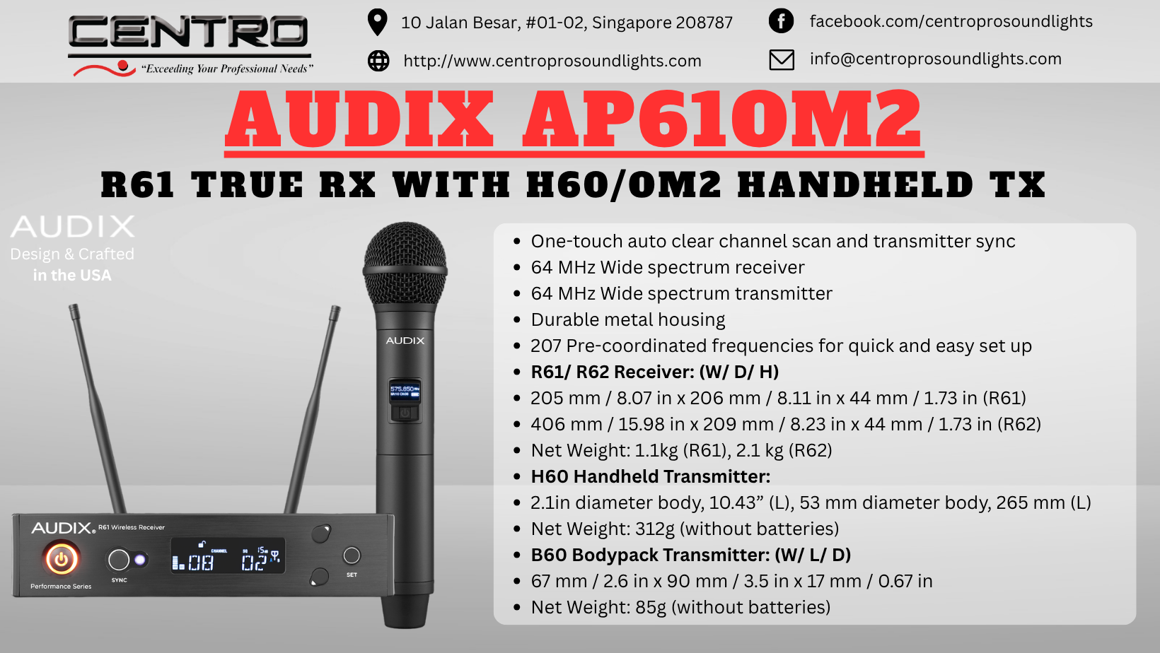 AUDIX AP61OM2 – R61 True RX with H60/OM2 Handheld TX