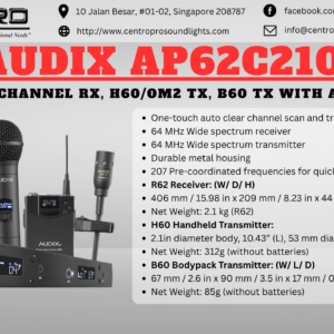 AUDIX AP62C210 - R62 Two Channel RX, H60/OM2 TX, B60 TX with ADX10 Lav