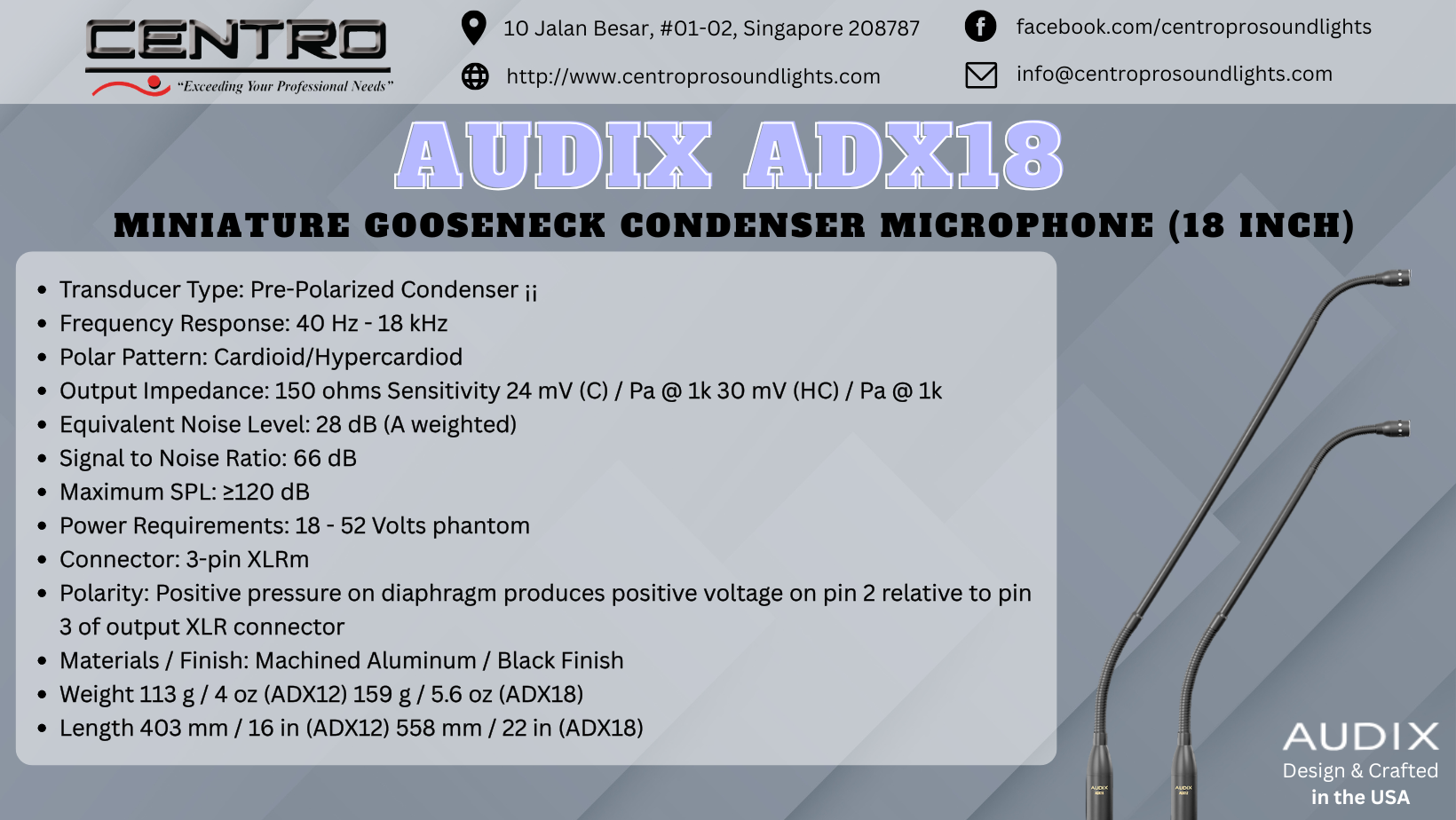 AUDIX ADX18 – Miniature Gooseneck Condenser Microphone (18 Inch)