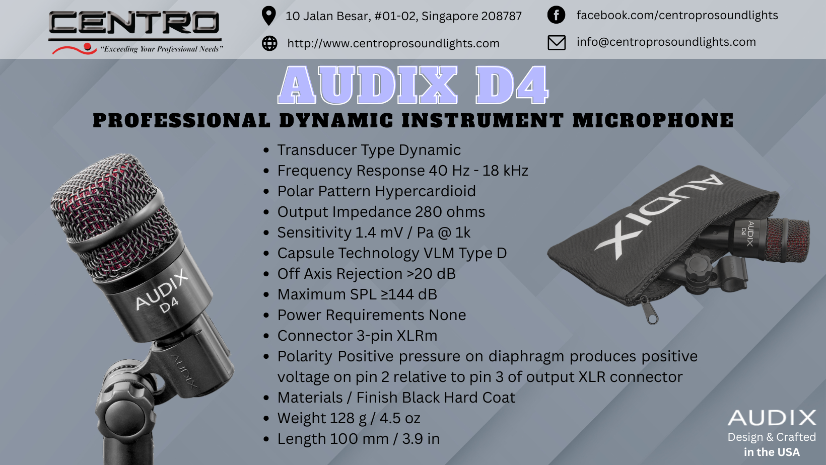 AUDIX D4 – Professional Dynamic Instrument Microphone