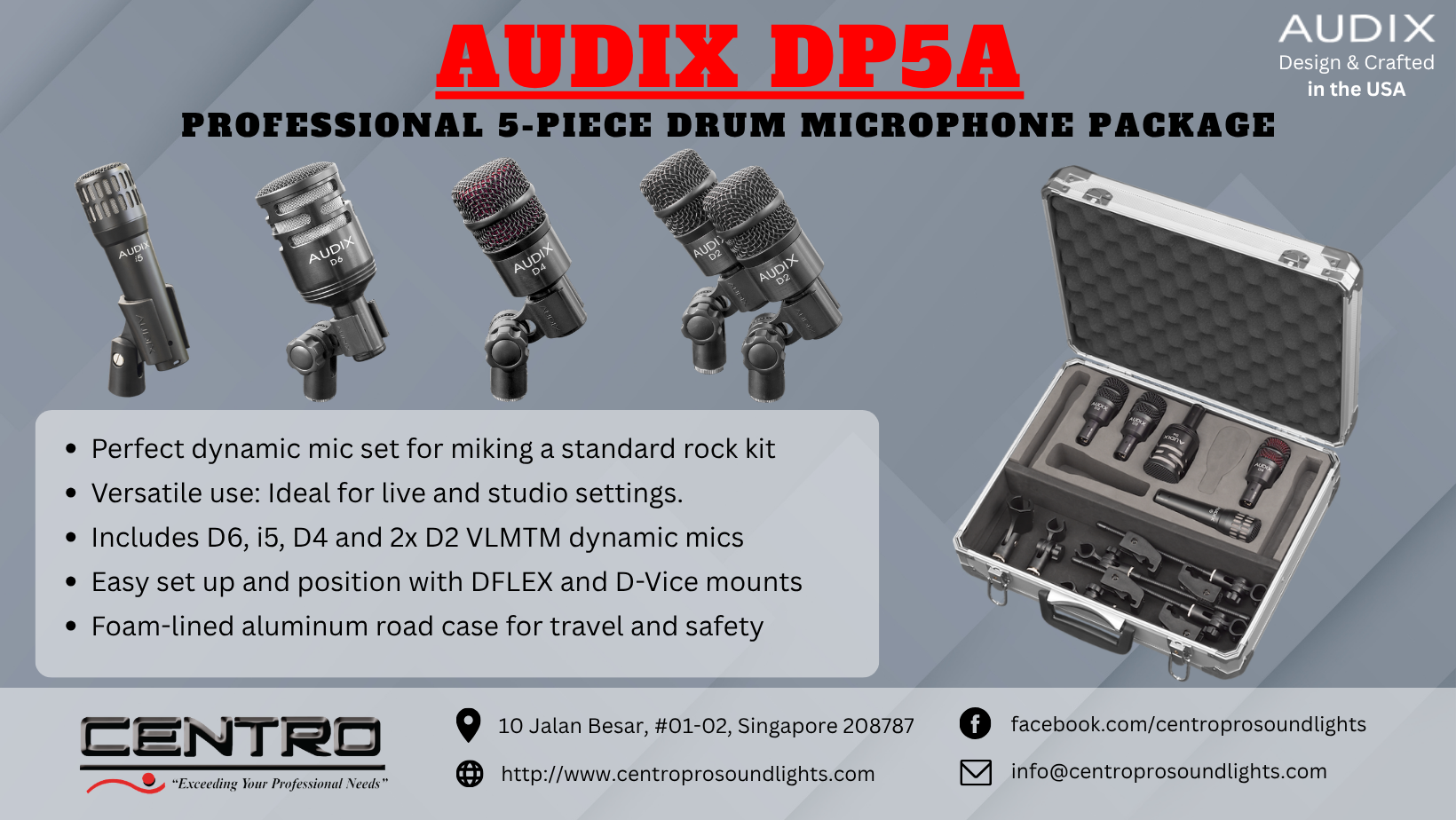 AUDIX DP5A – Professional 5-piece Drum Microphone Package