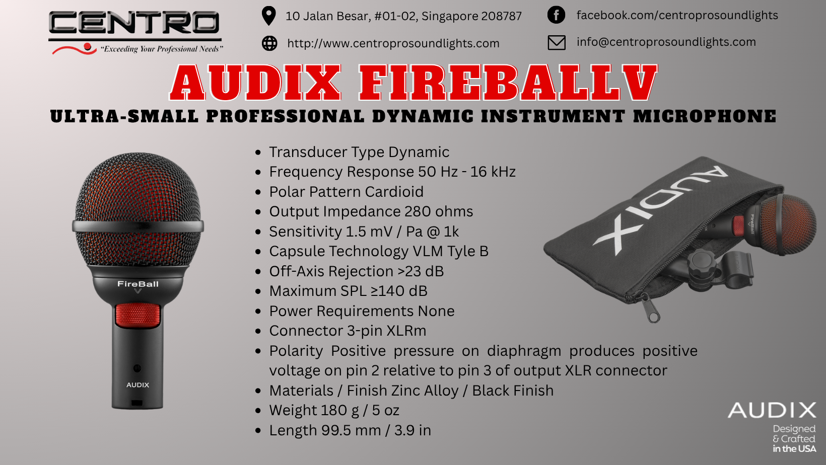 AUDIX FIREBALLV – Ultra-small Professional Dynamic Instrument Microphone
