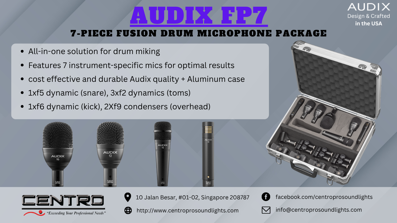 AUDIX FP7 – 7-piece Fusion Drum Microphone Package