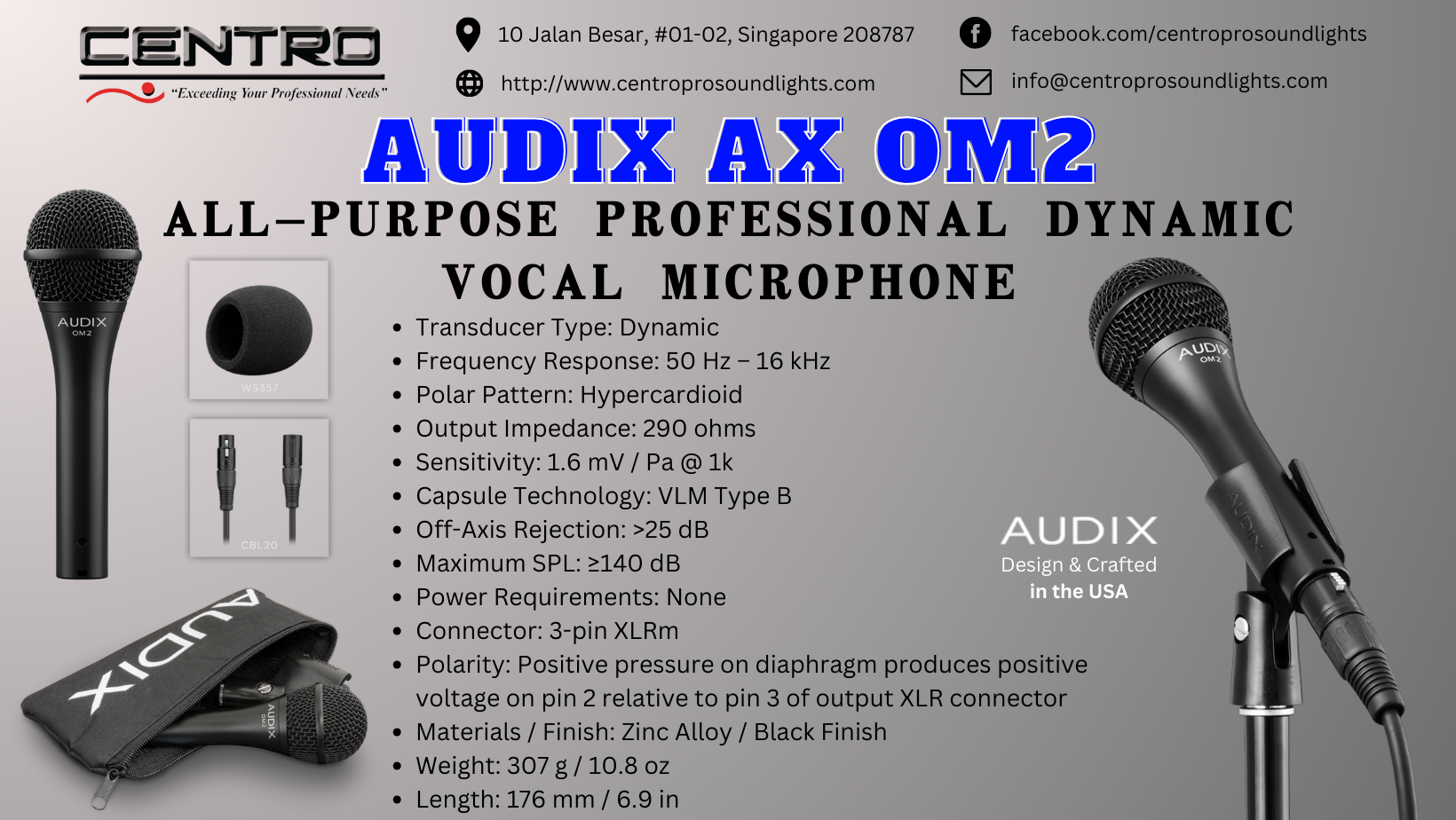 AUDIX AX OM2 – All Purpose Professional Dynamic Vocal Microphone