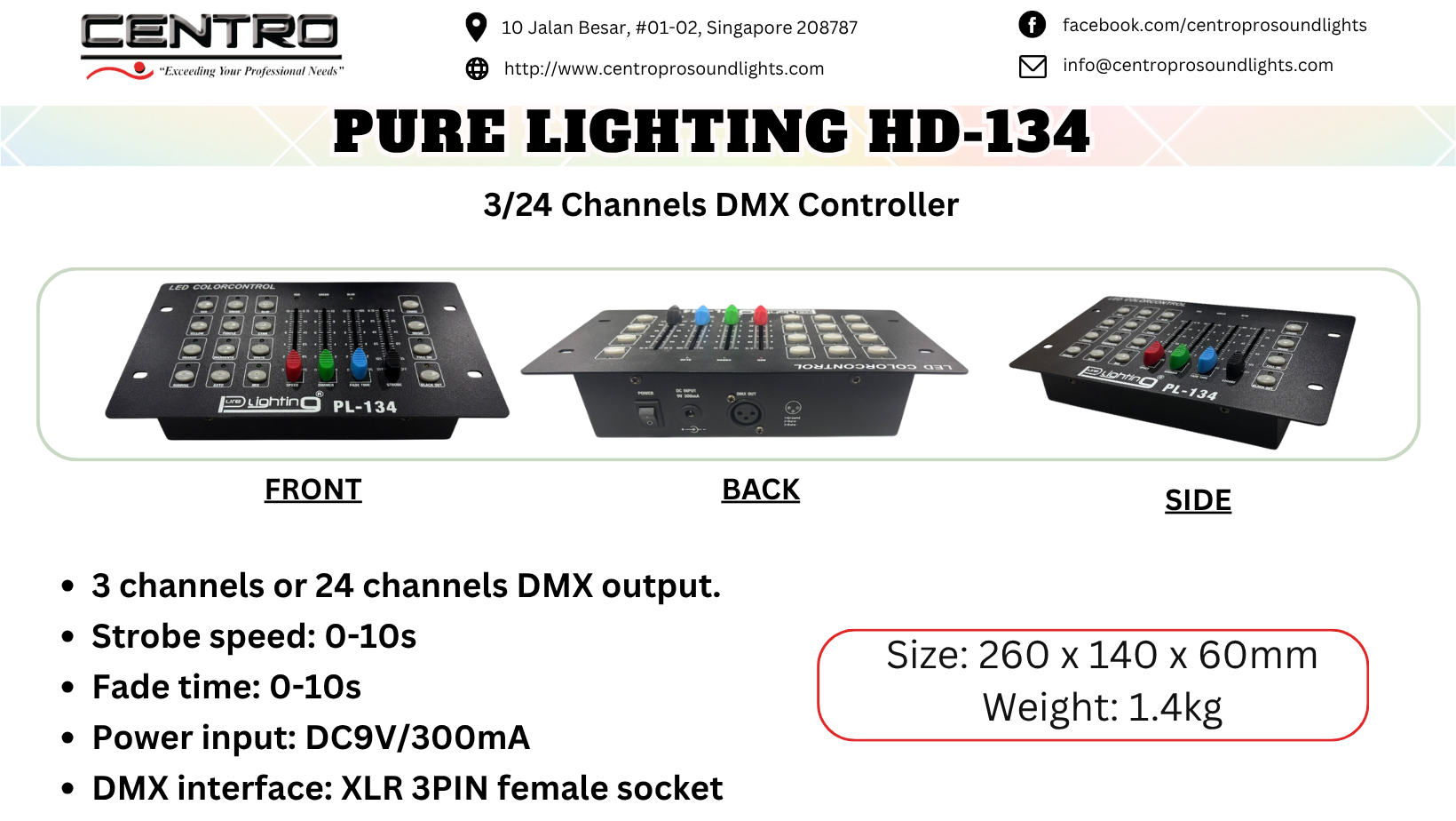 Pure Lighting HD-134 3/24 Channels DMX Controller