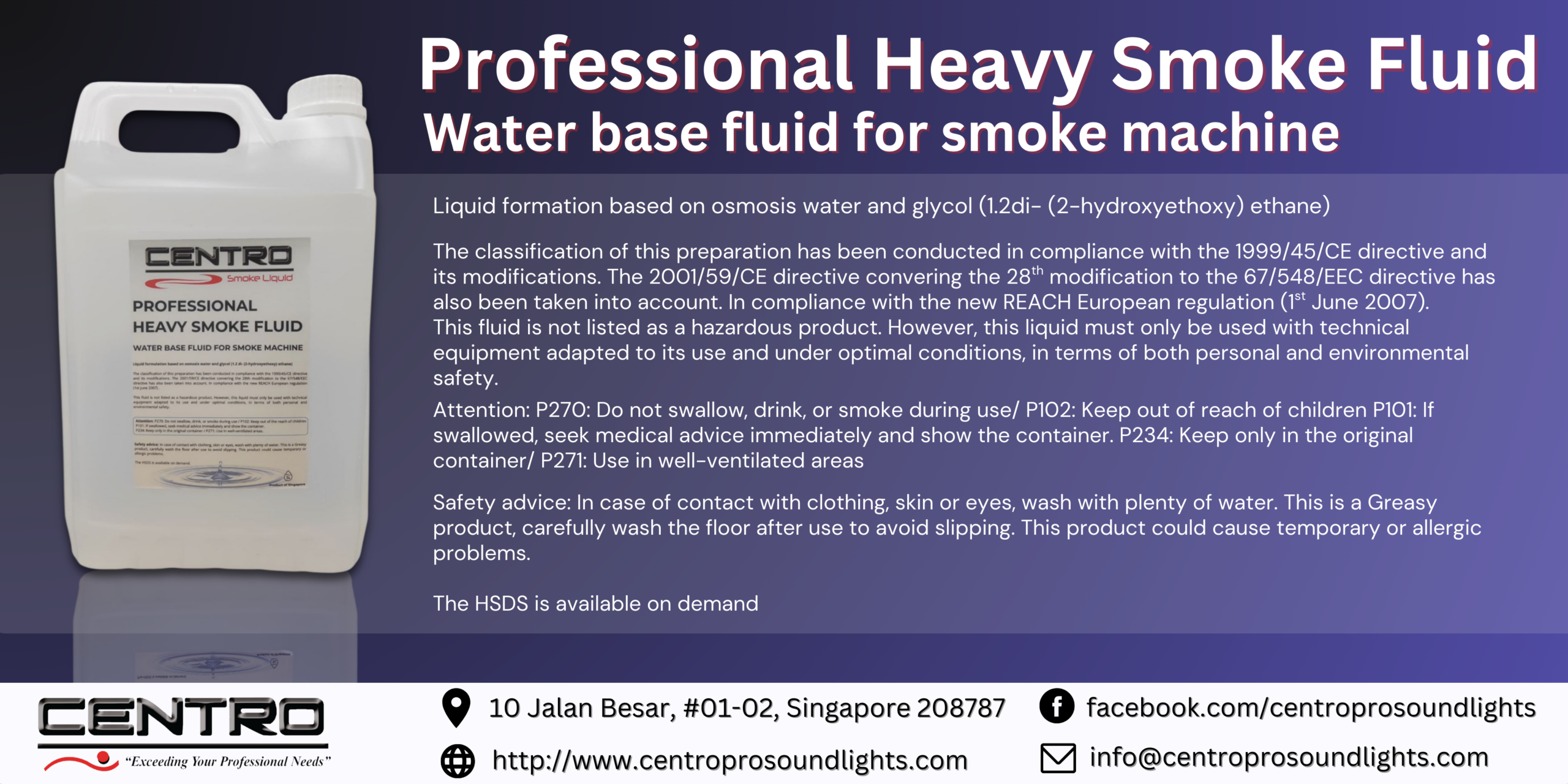 Centro Pro Heavy Smoke liquid – Water base fluid for smoke machine
