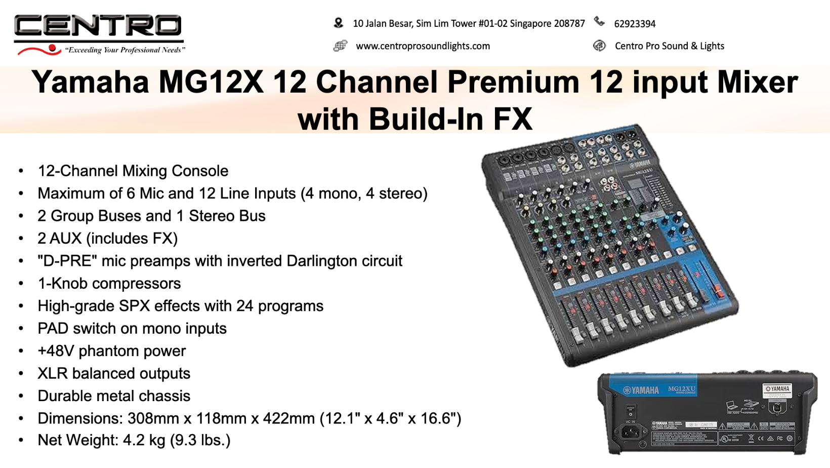 Yamaha MG12X 12 Channel Premium 12 input Mixer with Build-In FX