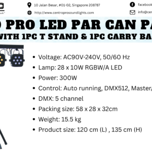 Centro Pro LED Par Can Package  with 1pc T Stand & 1pc Carry Bag