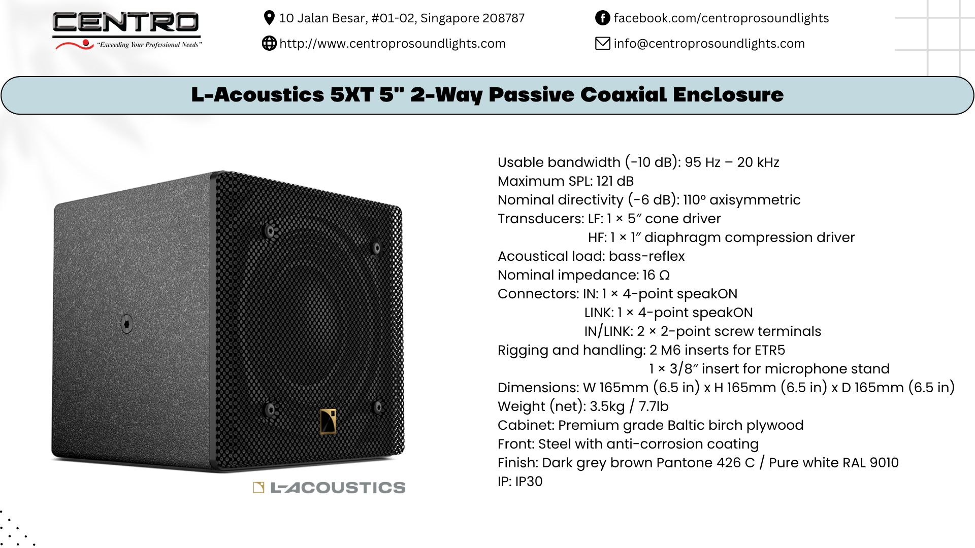 L-Acoustics 5XT 5_ 2-Way Passive Coaxial Enclosure