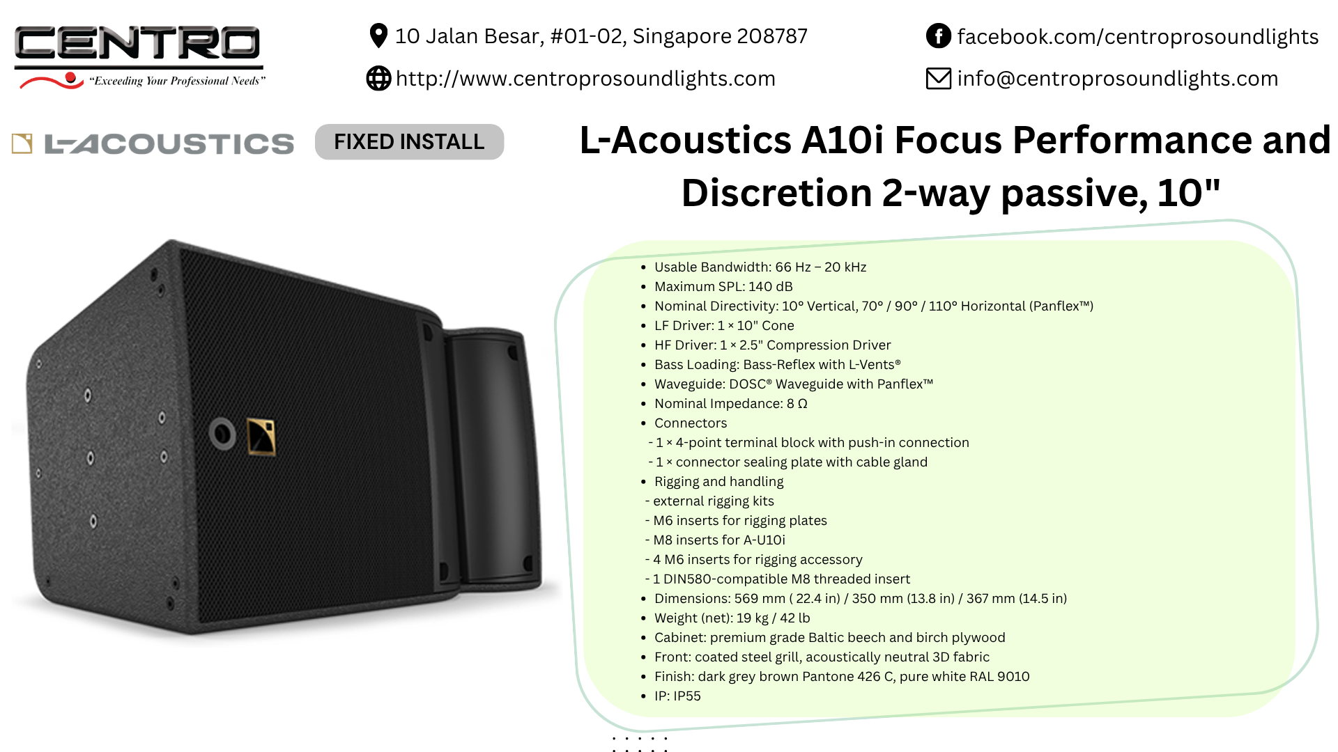 L-Acoustics A10i Focus Performance and discretion  2-way passive, 10″