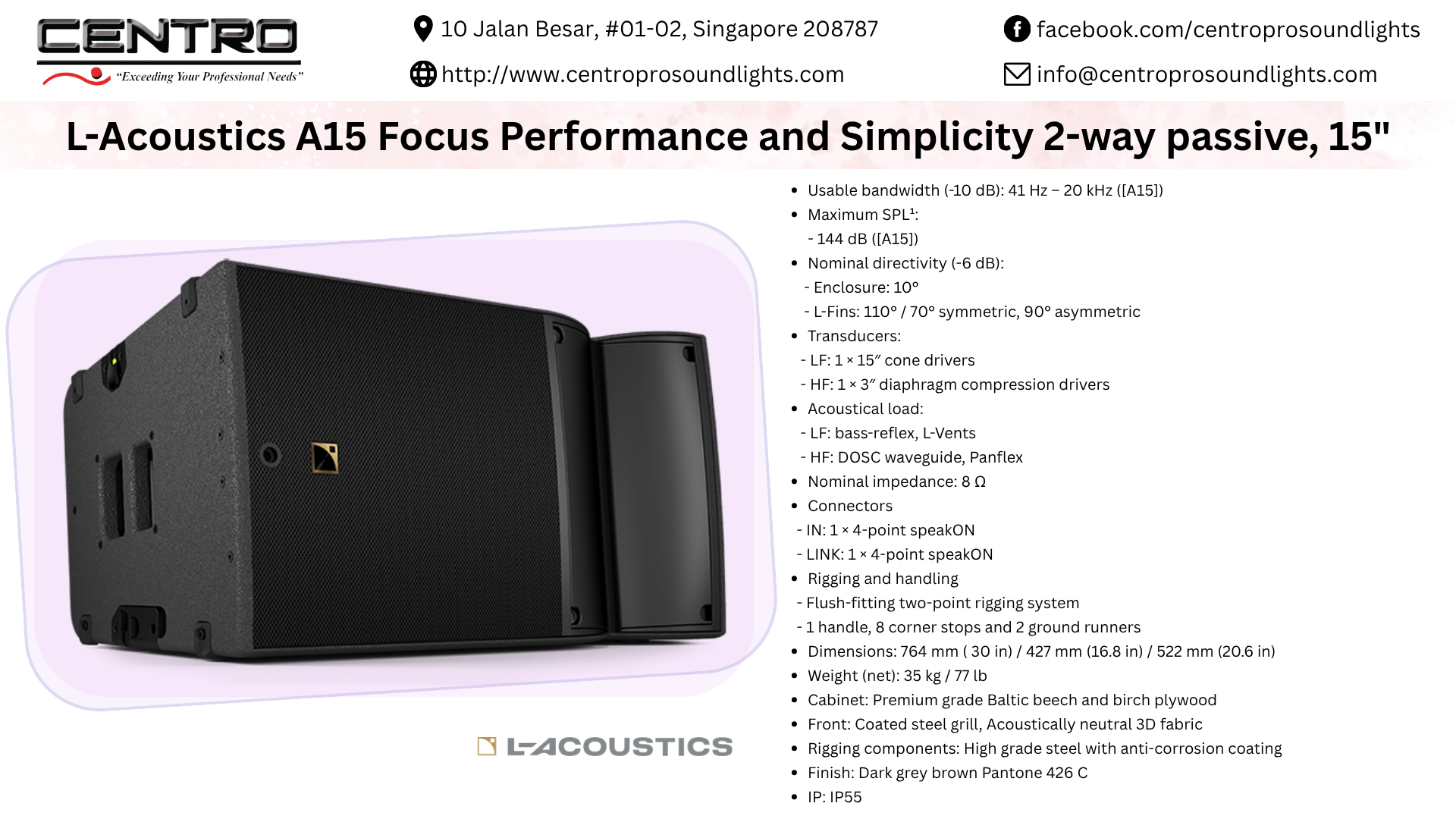 L-Acoustics A15 Focus Performance and Simplicity 2-way passive, 15