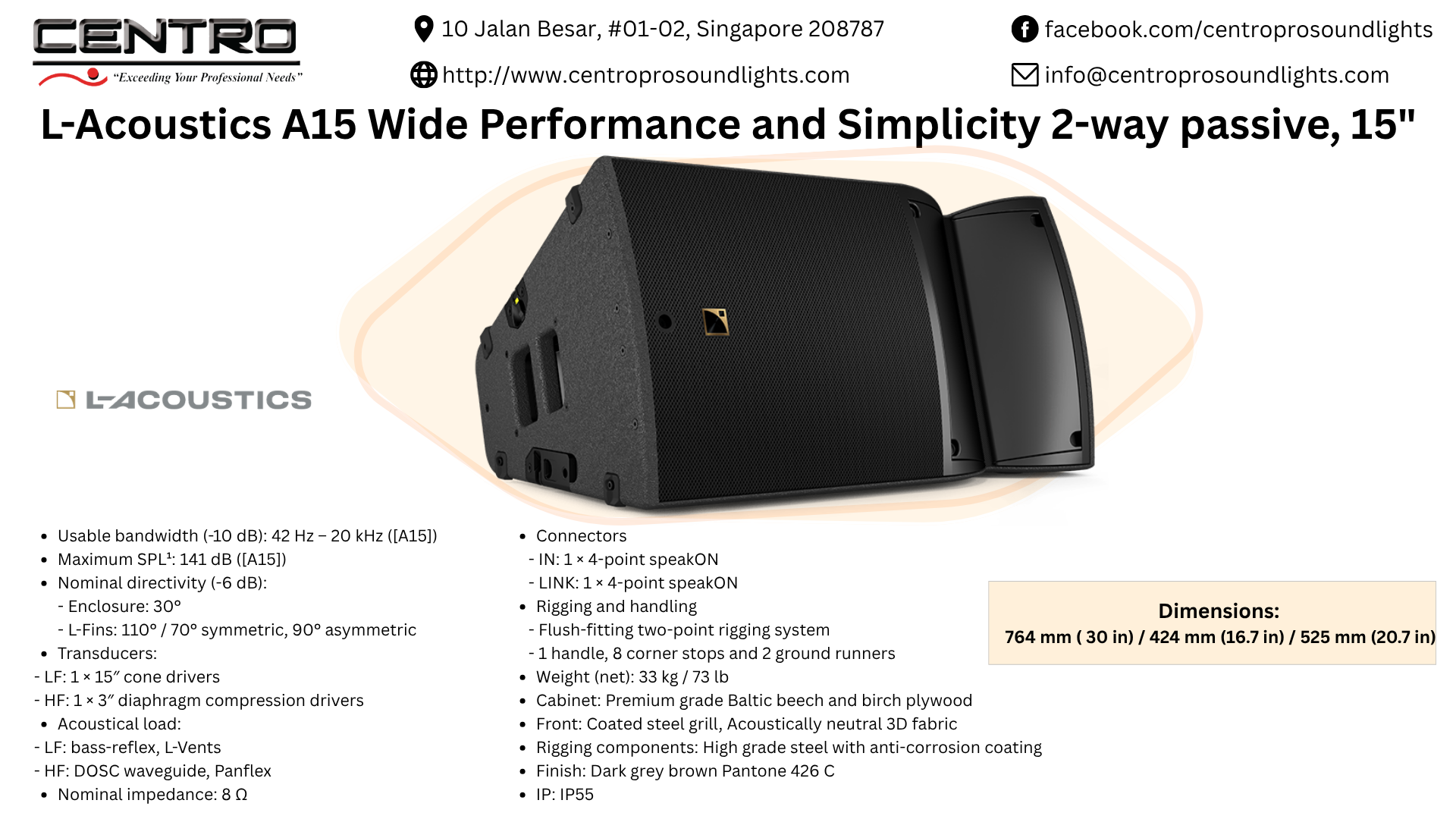L-Acoustics A15 Wide Performance and simplicity 2-way passive, 15
