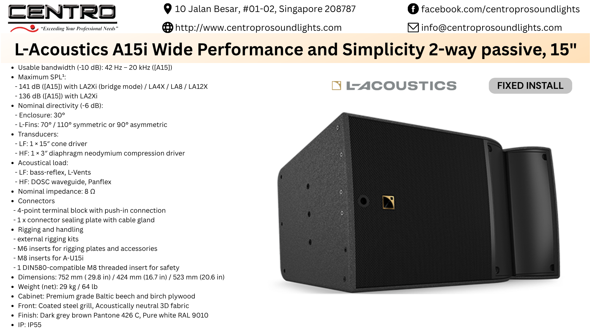L-Acoustics A15i Wide Performance and Simplicity 2-way passive, 15