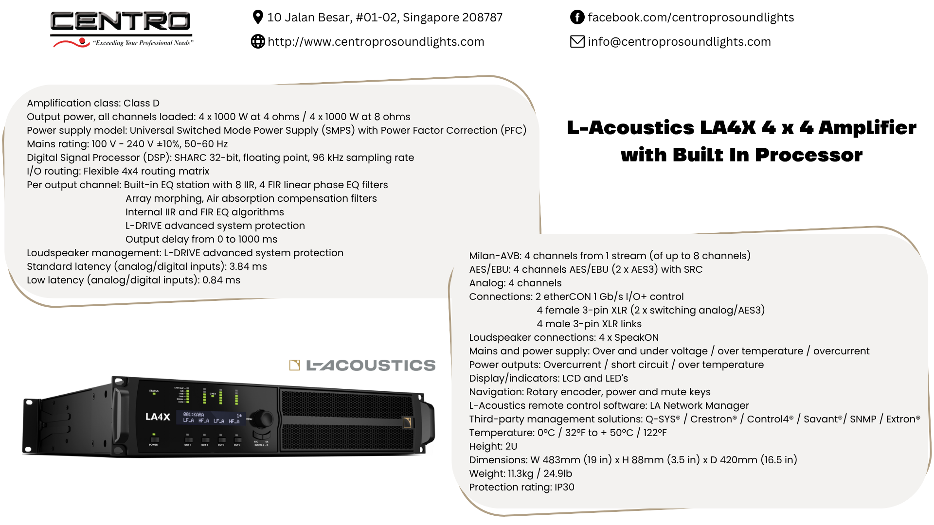 L-Acoustics L Acoustic LA4X 4 x 4 Amplifier with Built In Processor