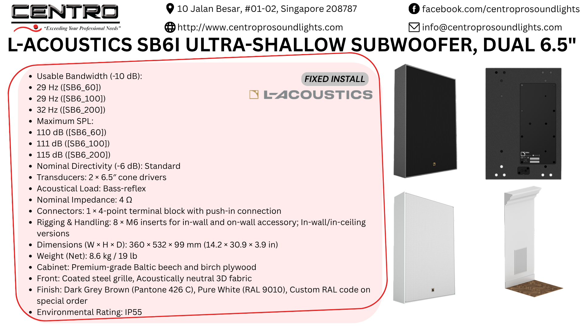 L-Acoustics SB6i Ultra-shallow subwoofer, dual 6.5