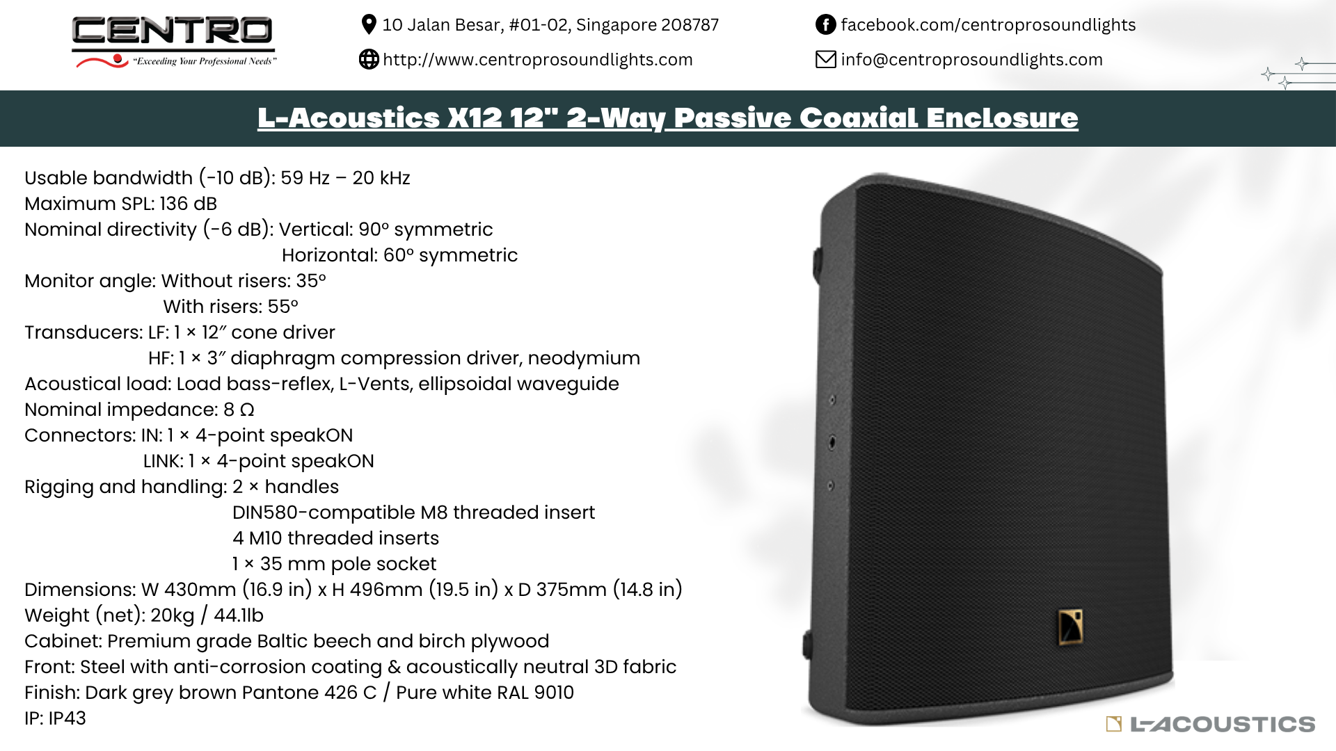 L-Acoustics X12 12_ 2-Way Passive Coaxial Enclosure