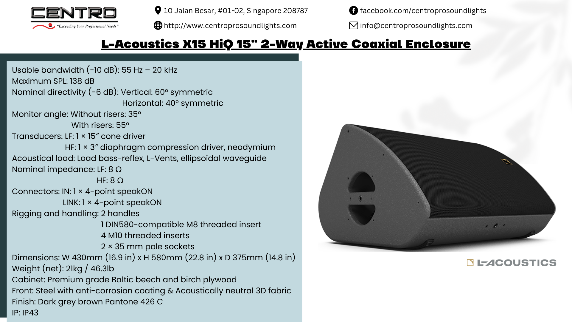L-Acoustics X15 HiQ 15_ 2-Way Active Coaxial Enclosure