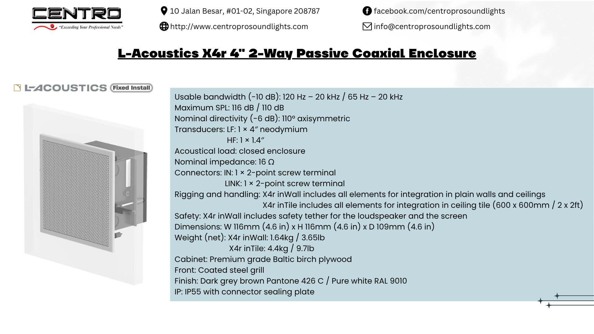 L-Acoustics X4r 4_ 2-Way Passive Coaxial Enclosure