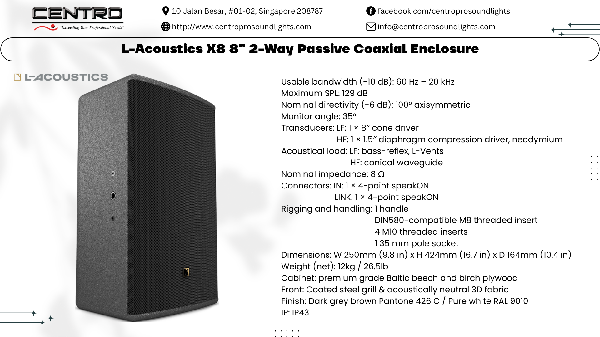 L-Acoustics X8 8_ 2-Way Passive Coaxial Enclosure