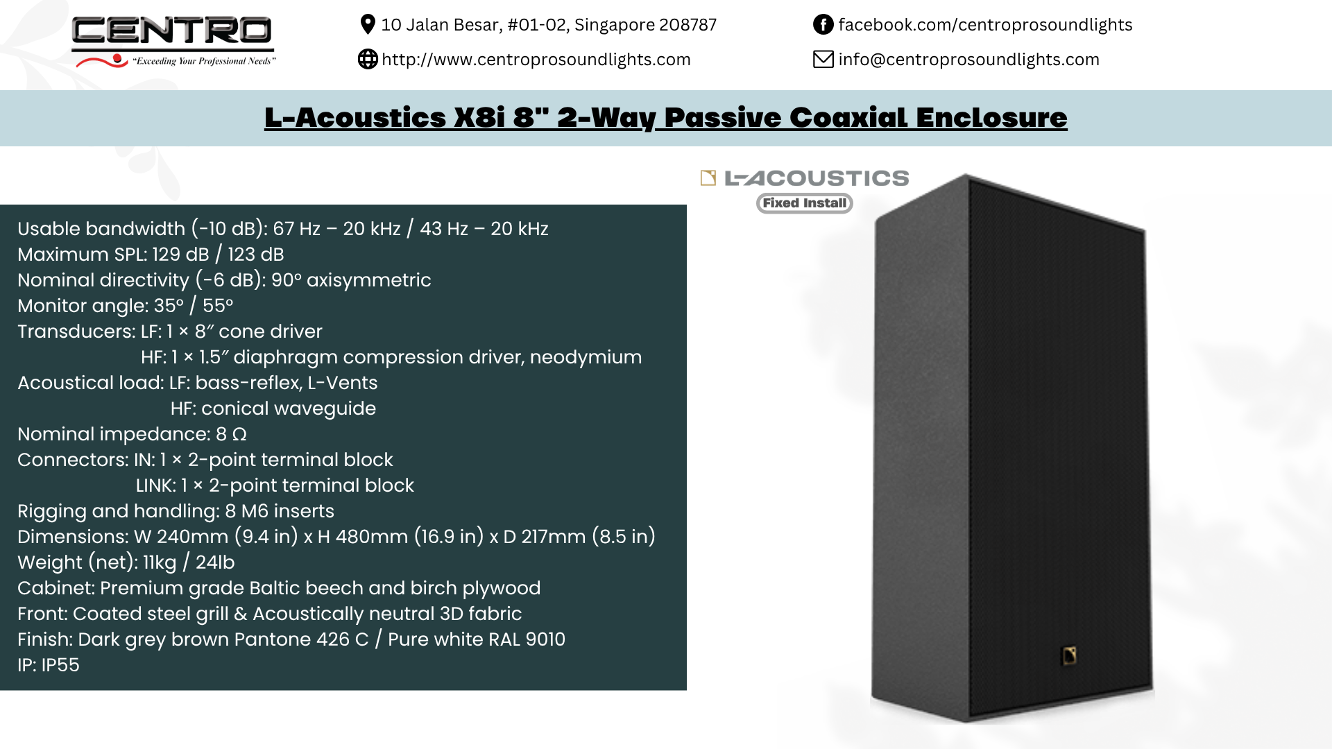 L-Acoustics X8i 8_ 2-Way Passive Coaxial Enclosure